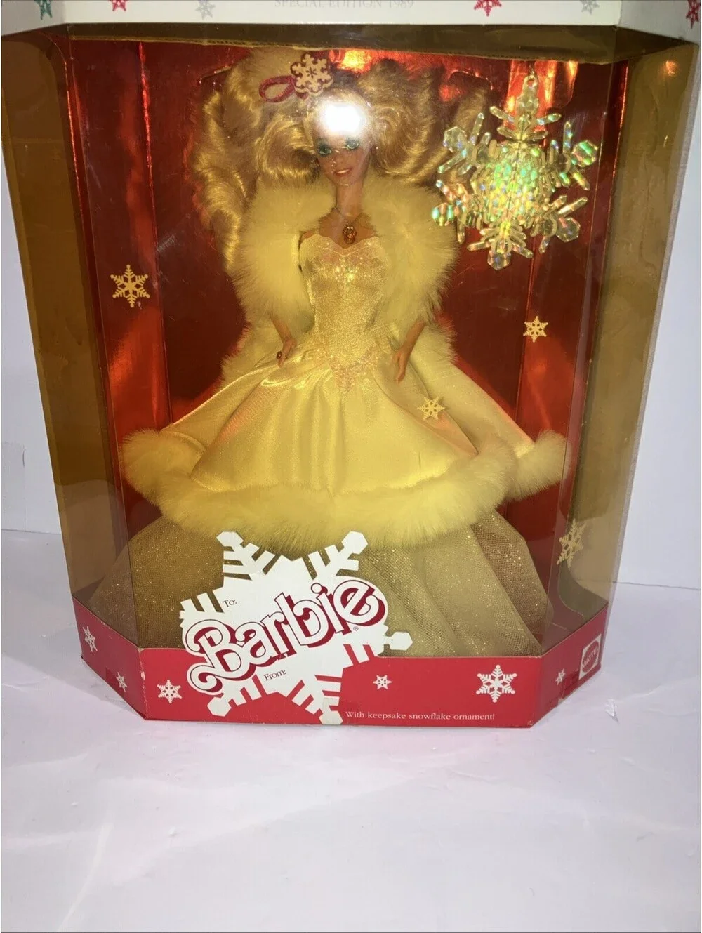 Vintage 1989 Happy Holidays Barbie Doll Special Edition Mattel  w/ Ornament NEW